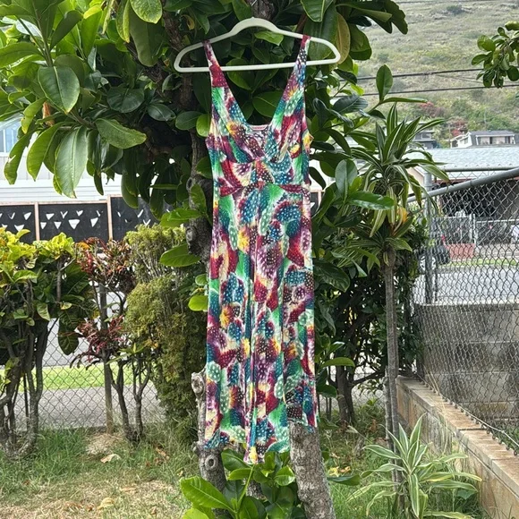 Jams World Knee Length Dress RN 40179 SHASTA Feather Print Size M - Picture 3 of 12